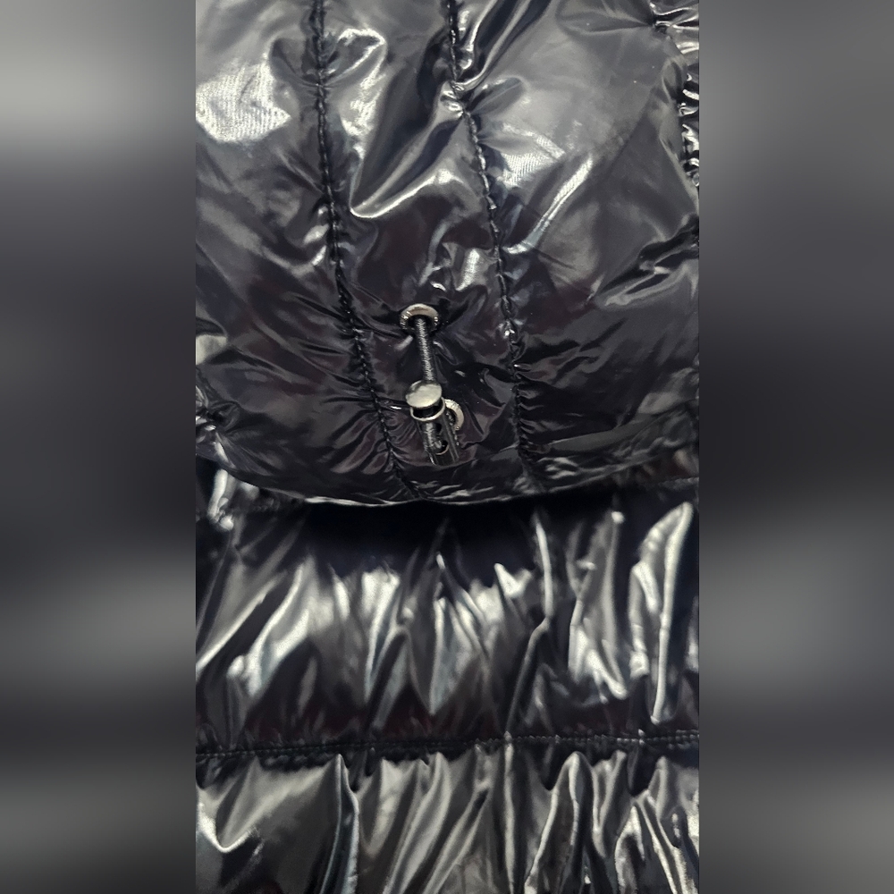 DKNY Women's Puffer Coat, specifically a style featuring a double hood and zippe - Picture 5 of 14